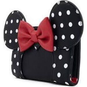 Loungefly Disney Minnie Mouse Ears Polka Dots & Bows Wallet Black Red Classic